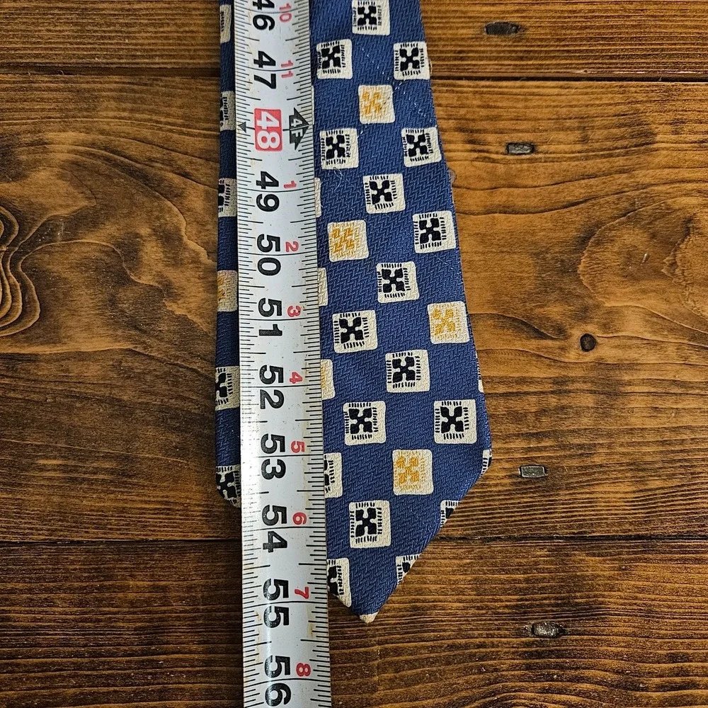 Tommy Hilfiger Silk Tie Bundle (2) Blue Geometric‎ & Black Floral Dot Pattern